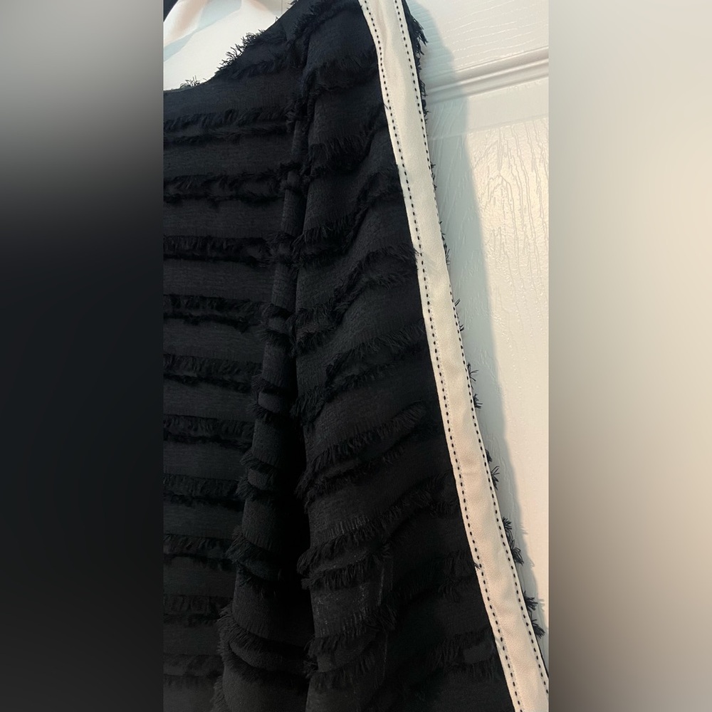 Zara Basic Colllection Black Fringed Boatneck Wom… - image 2